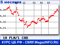 Курс Польского злотого к Канадскому доллару за 6 месяцев - график для прогноза курсов валют